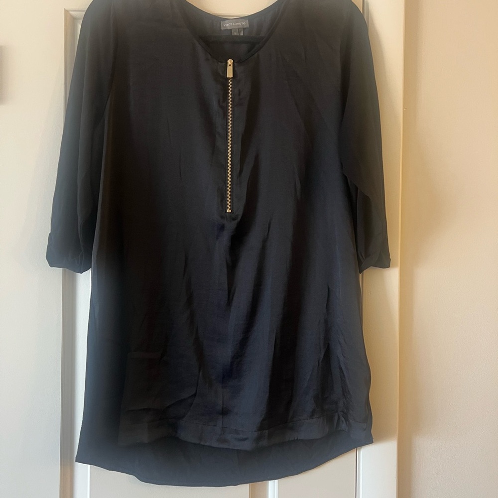 Vince Camuto Black Relaxed Zipper Tunic